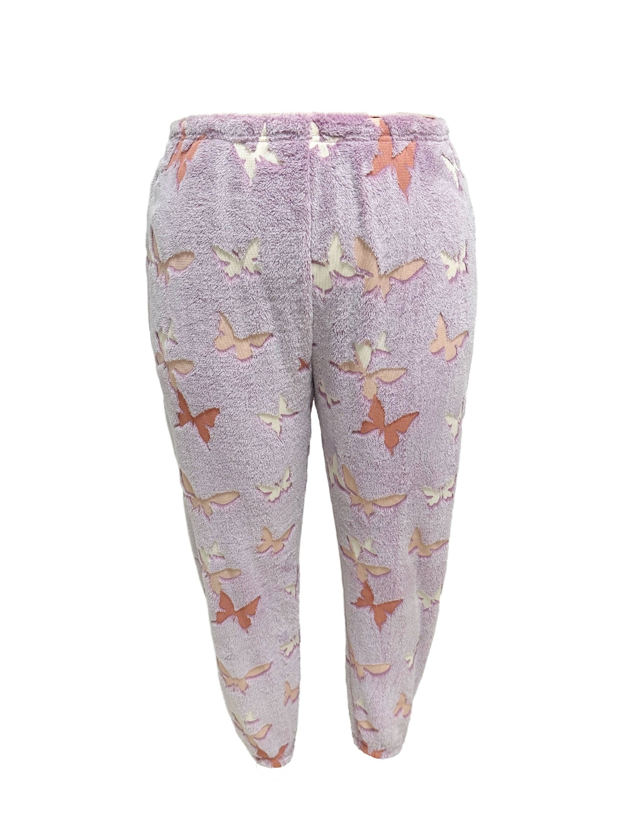 Women's Plus Butterfly Flannel Tank Top & Pants Pajama Set