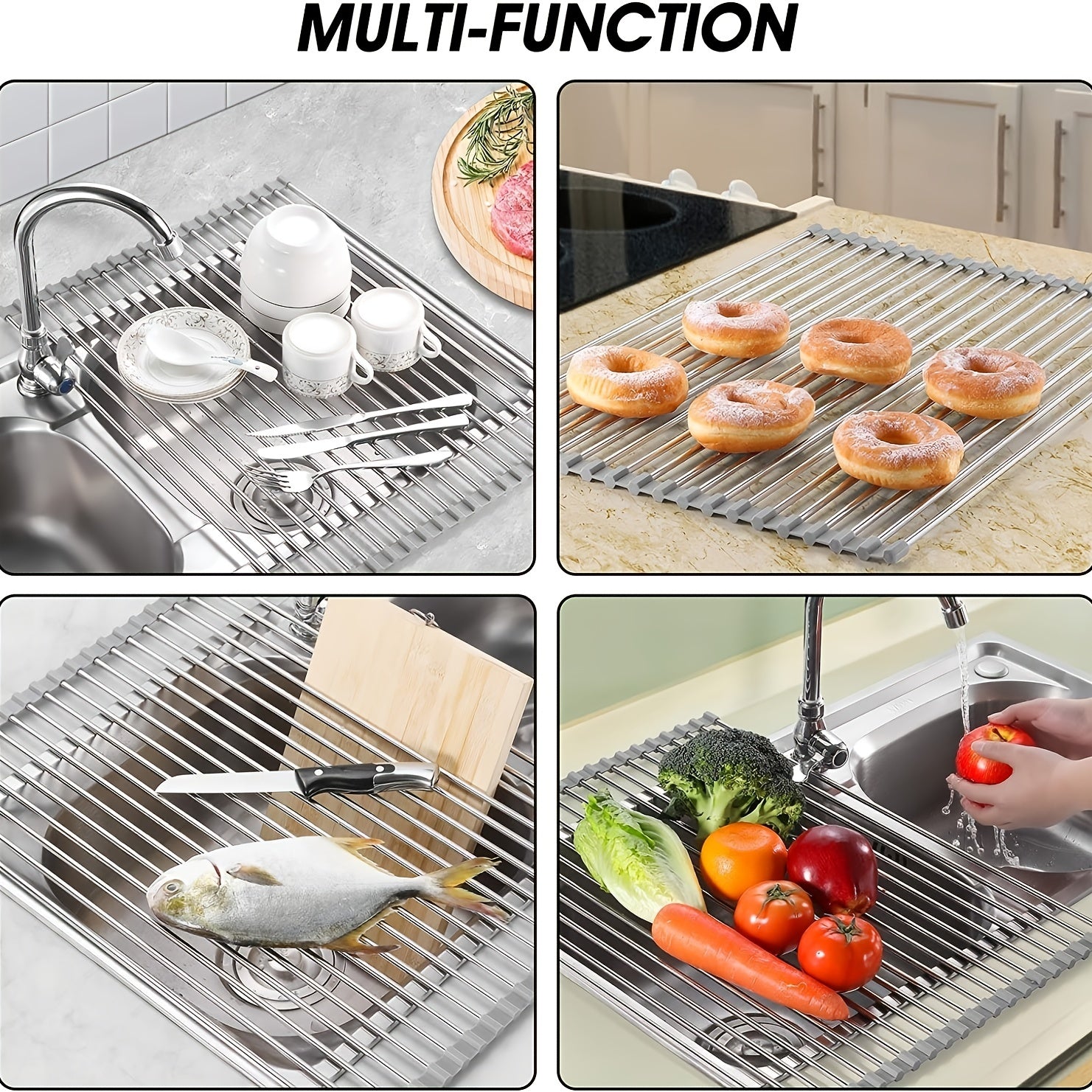 18 Tubes 49 78 34 Roll Up Dish Drying Rack Stainless Steel