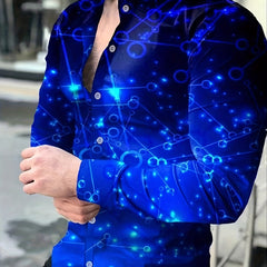 Geometric Print Men's Button Up Long Sleeve Shirt