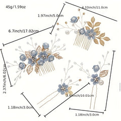 4pcs Flowers Hair Combs Bridal Head Accessories Decoration
