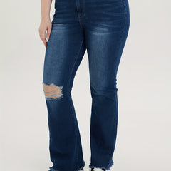 Ripped Fringe Flared Leg Jeans