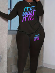 Skull Heart Print Tee & Leggings Outfits 2pcs Set