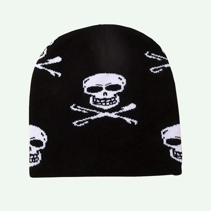 Y2K Jacquard Weave Beanie Knit Hat Women's Elasticity Knitted Hat