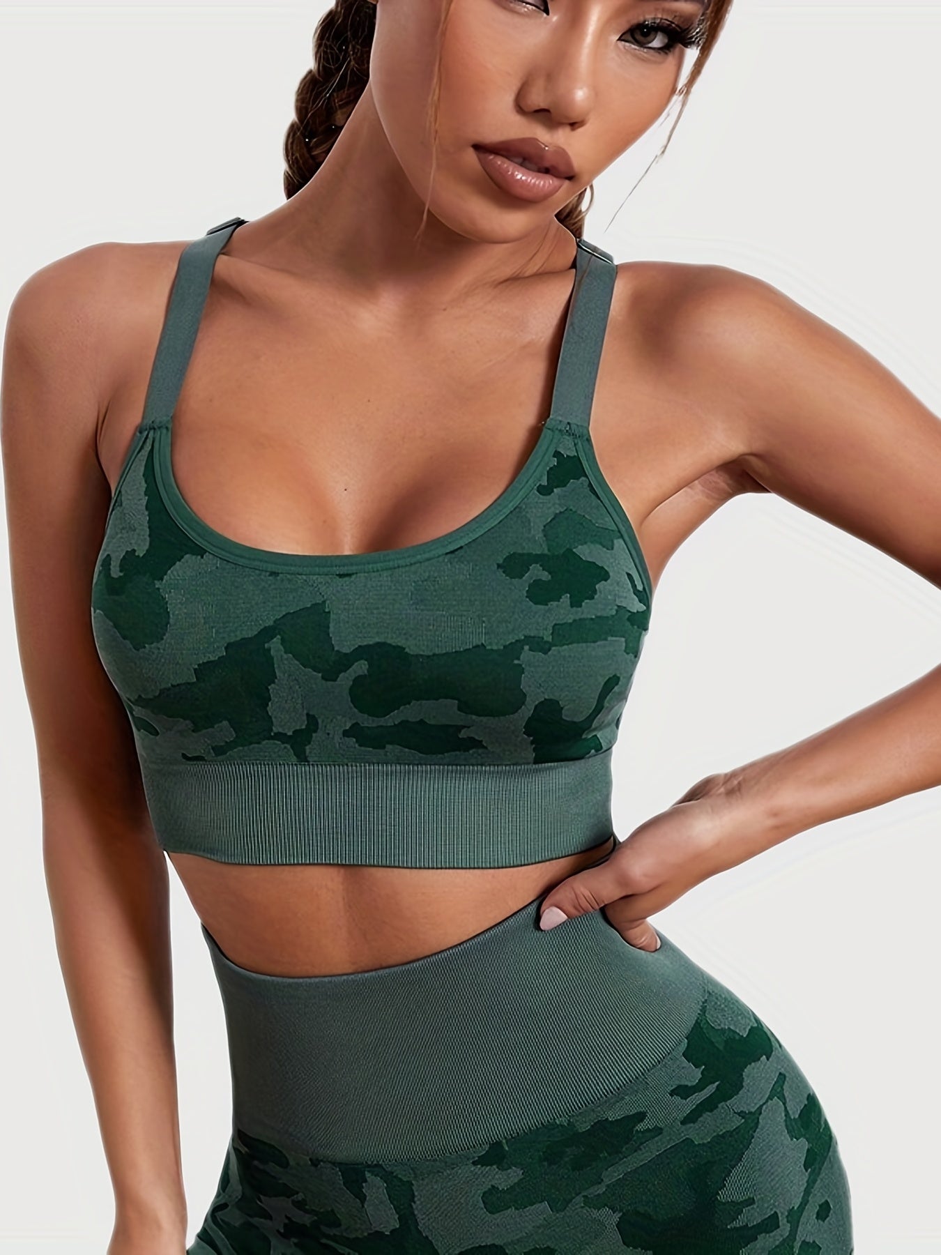 Camouflage Print Sports Suit: Sports Bra & Yoga Leggings