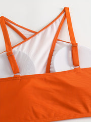 Sexy Bikini Set Women's Keyhole Crop Top & Underwear & Lace Up Skirt