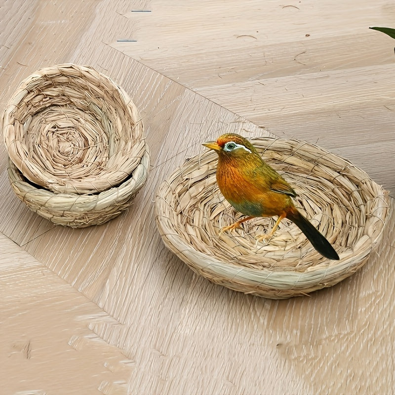Artificial Bird Woven Nest Ornament for Home Garden Wedding Easter Props