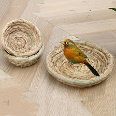 Artificial Bird Woven Nest Ornament for Home Garden Wedding Easter Props
