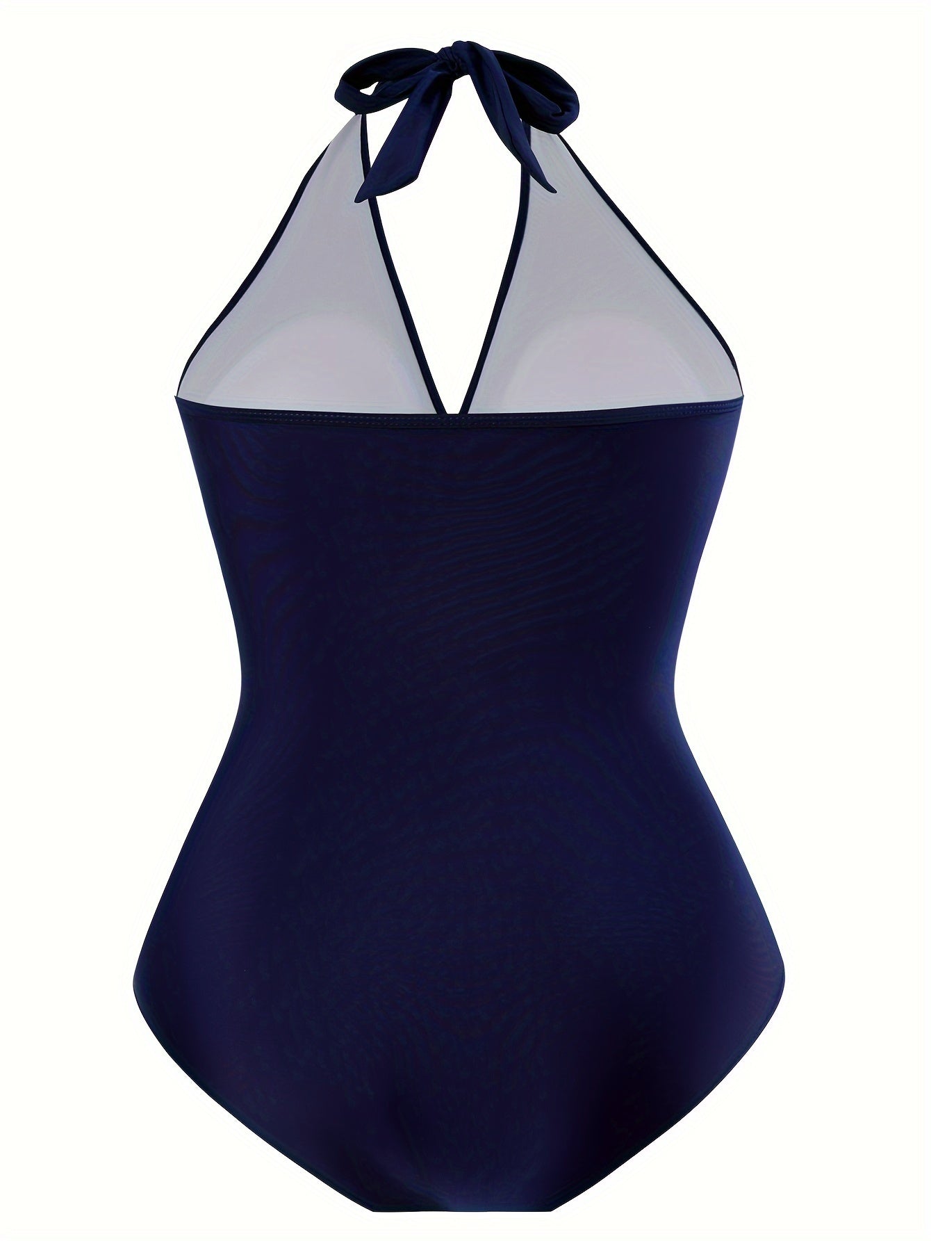 Solid Surplice Neck Halter One Piece Bathing Suit