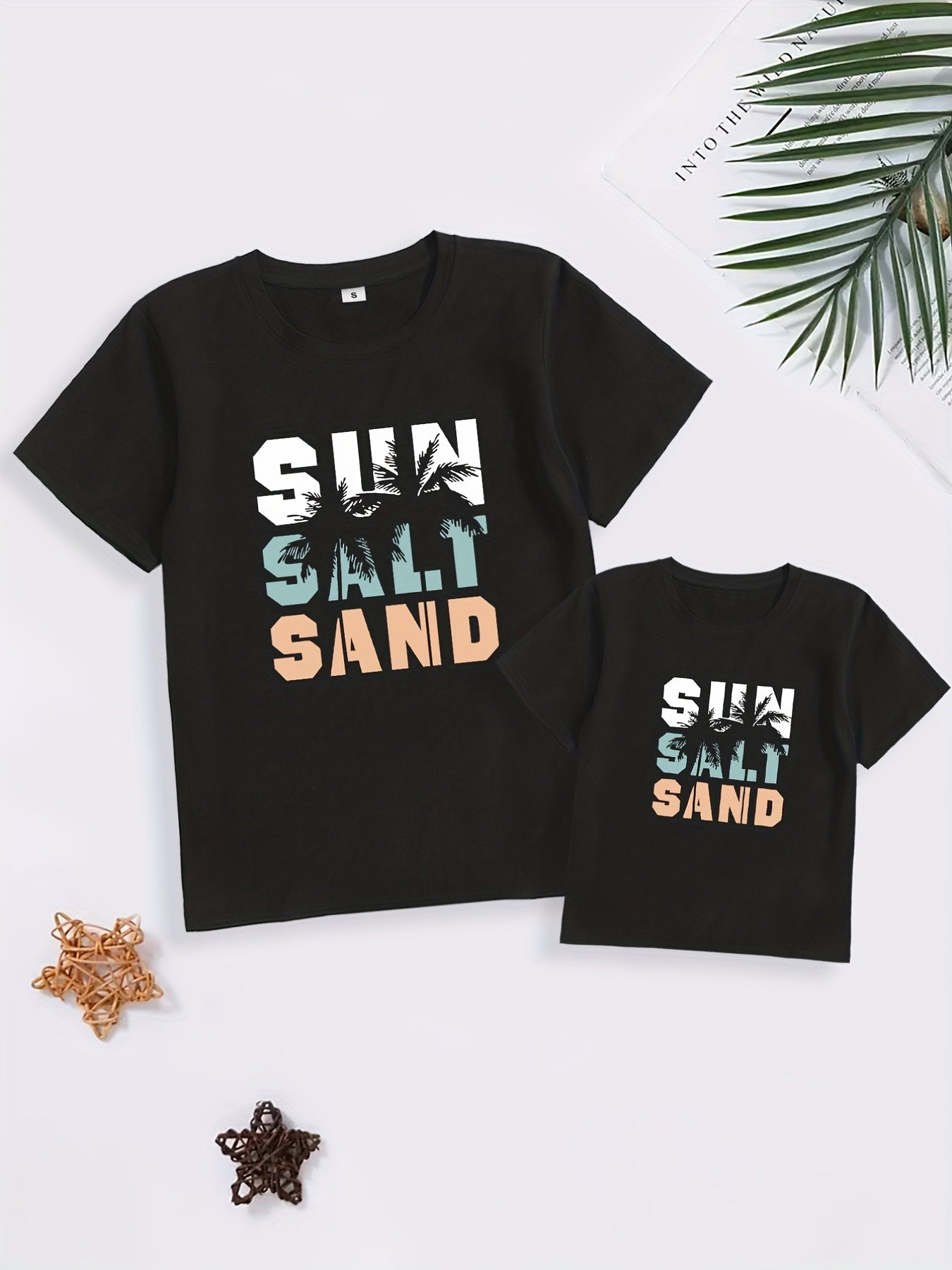 ''SUN SALT SAND'' Kids Family Matching T-shirt Boys Mommy Daddy