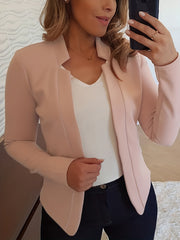 Solid Split Open Front Blazer Long Sleeve Blazer & Stylish Tops