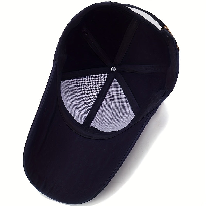 Men's Plain Long Bill Snapback Cap UV Protection Baseball Cap