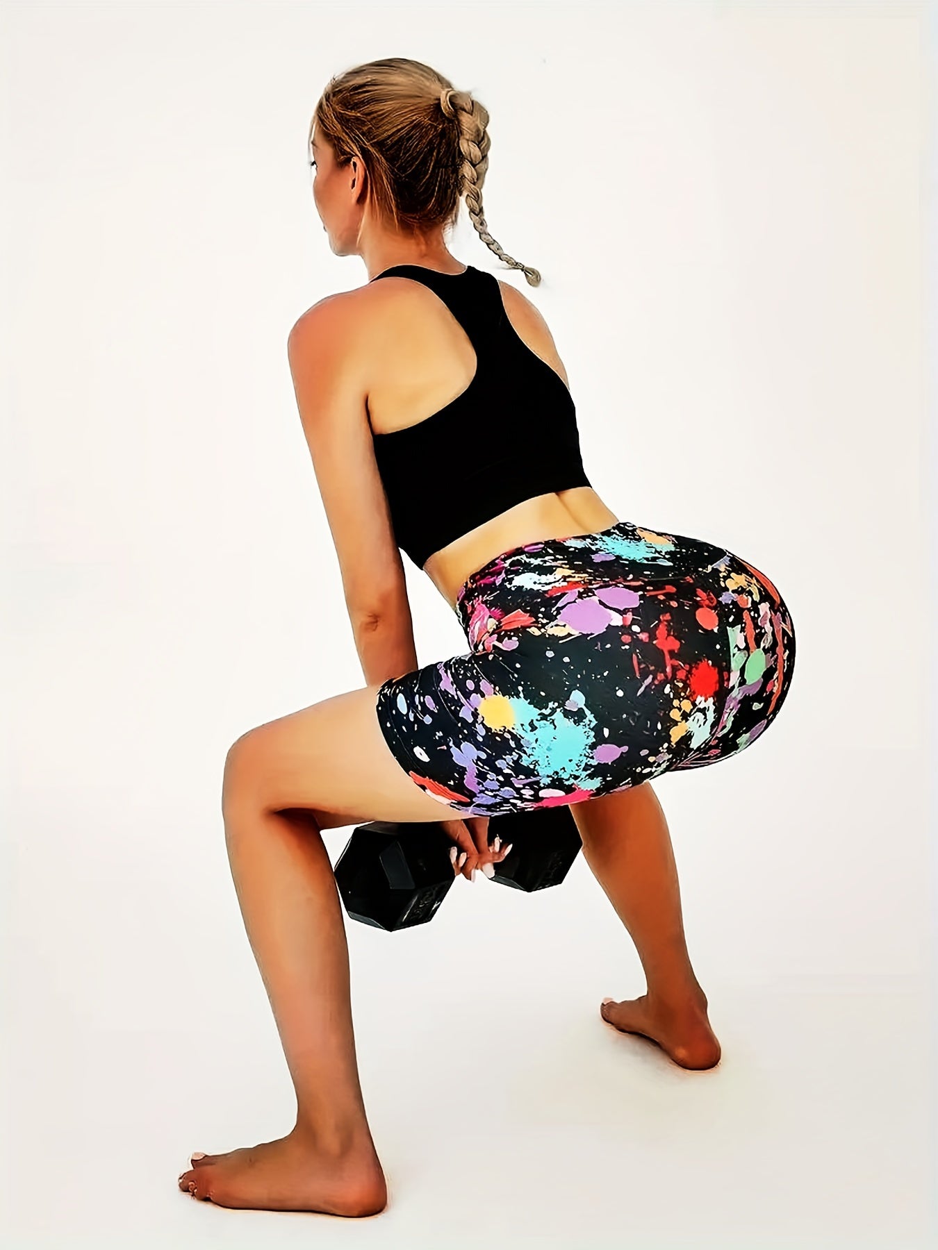 Colorful Print High Waist Biker Shorts for Women