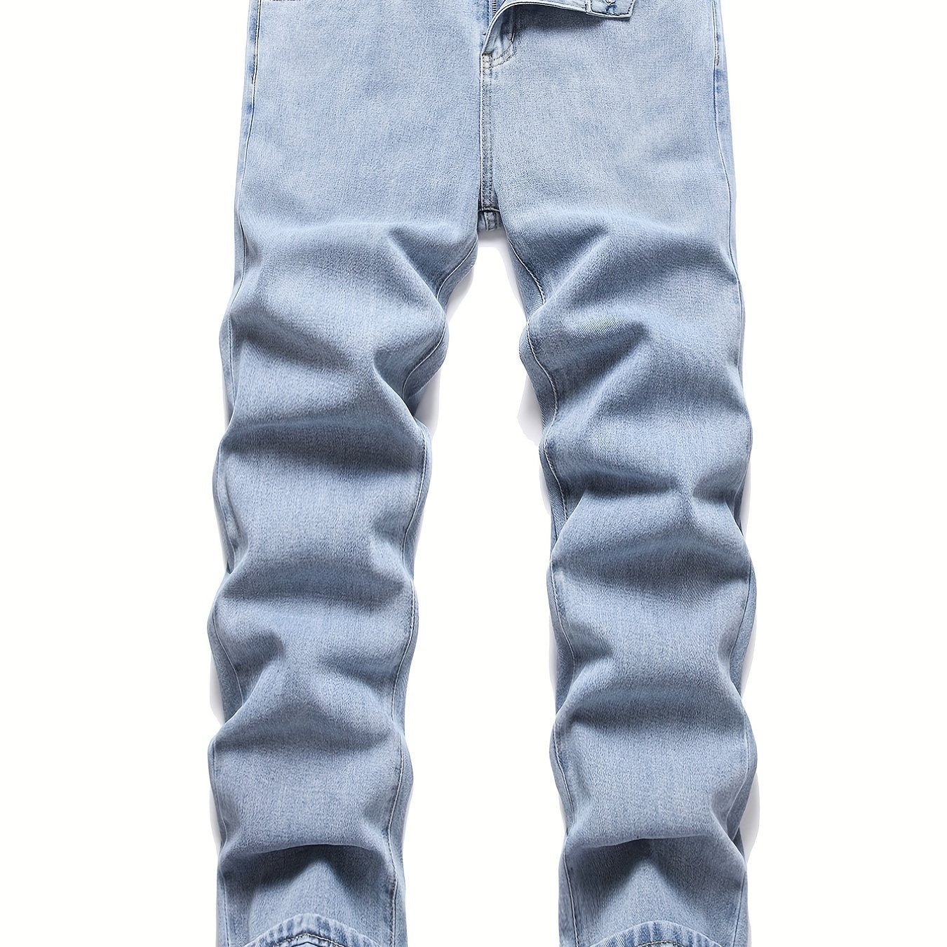 Mens Embroidered Ox Head Jeans Straight Regular Denim Jeans