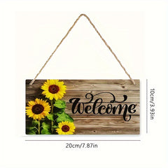 Sunflower Door Sign Wood Grain Decoration Home Hanger Bedroom Porch Courtyard