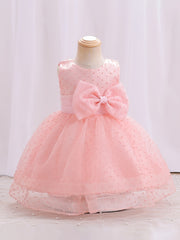 Baby Girls Sleeveless Dress With Bow Decoration