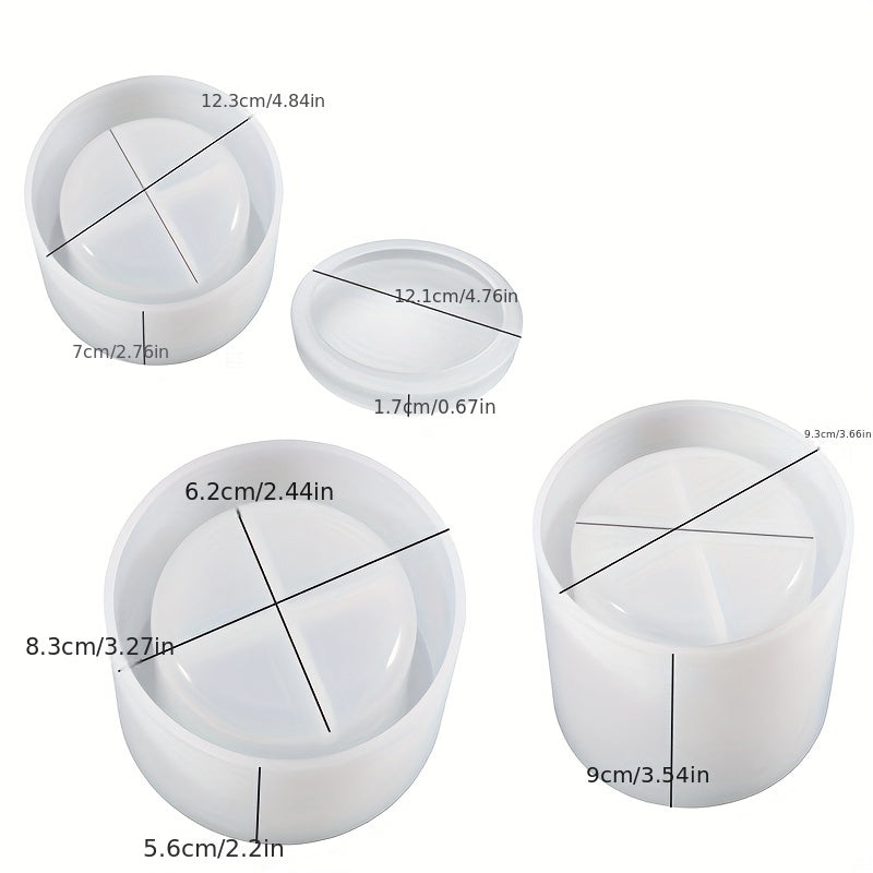 3pcs Silicone Flower Pot Molds Tea Lamp Candlestick Concrete Resin Molds