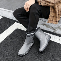 Men's PVC Rain Boots Adjustable Buckle Comfy Non Slip Shoes