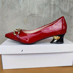 Women's Rhinestone Chunky Heel Point Toe Pumps