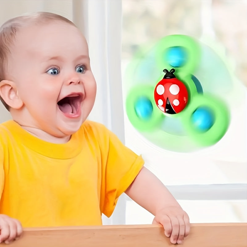3pcs Suction Cup Rotating Baby Toys - Sensory Birthday Gift