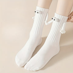 Cute Holding Hands Mid Tube Socks Women's Stockings