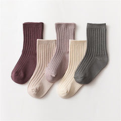5pairs Baby Knit Ribbed Socks for Autumn and Spring
