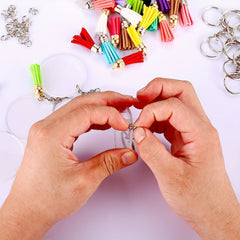 120pc Acrylic Keychain Blank w/ Rings & Tassels Bulk Craft Key Chain Men