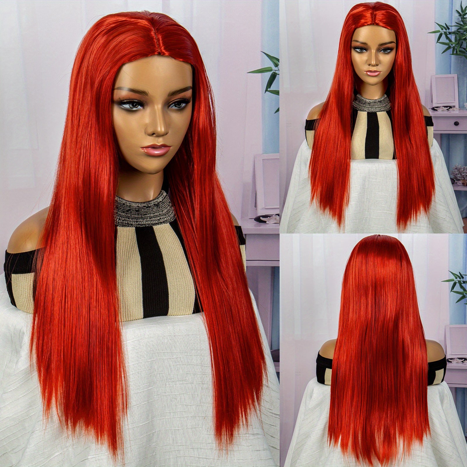Hot Pink Yellow Lake Pink Wigs Synthetic Cosplay Wig Hair Long Straight Wig