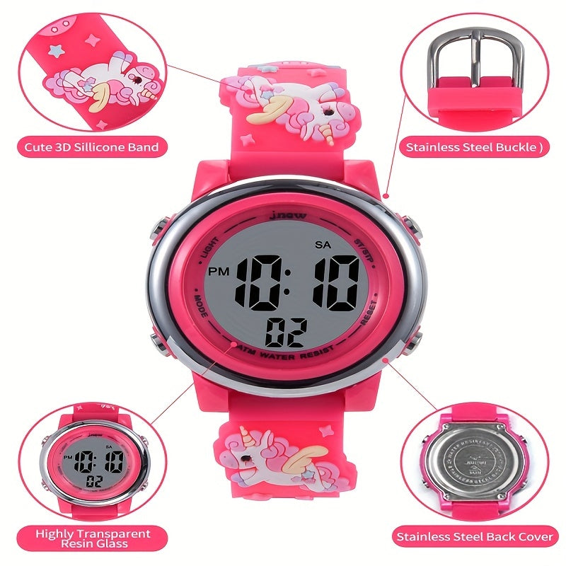 Kids Unicorn Girls Watch Toddler Digital Watch with 7 Lights
