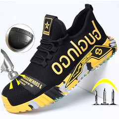 Men's Steel Toe Work Safety Shoes, Anti-skid, Puncture Proof, Lace Up