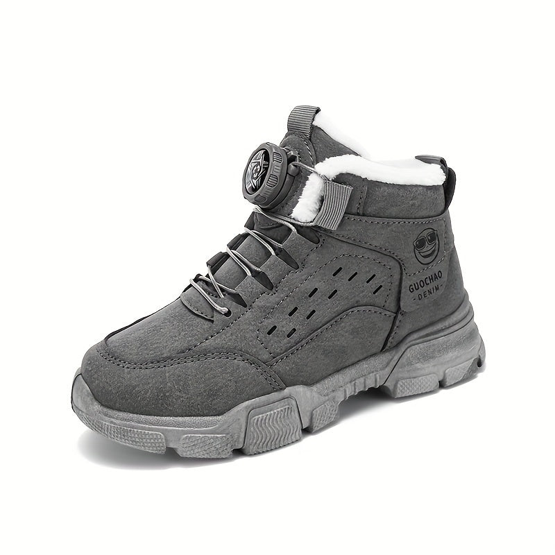 Boy's Snow Boots Warm Non-slip Ankle Boots Plush Cozy Outdoor Hiking