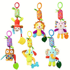 Baby Stroller Pendant Plush Soothing Toy Chime Teether Animal Wind
