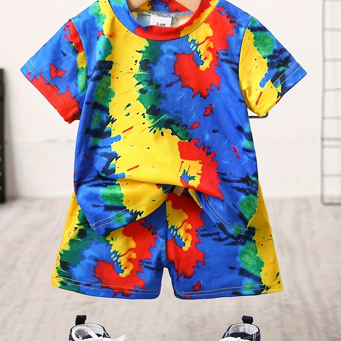 2pcs Baby Boys Tie Dye T shirt & Shorts Set Summer Baby Clothes