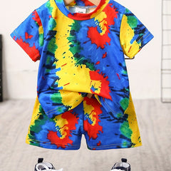 2pcs Baby Boys Tie Dye T shirt & Shorts Set Summer Baby Clothes