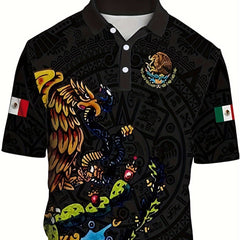 Eagle Snake Pattern Men's Casual Short Sleeve Shirt
