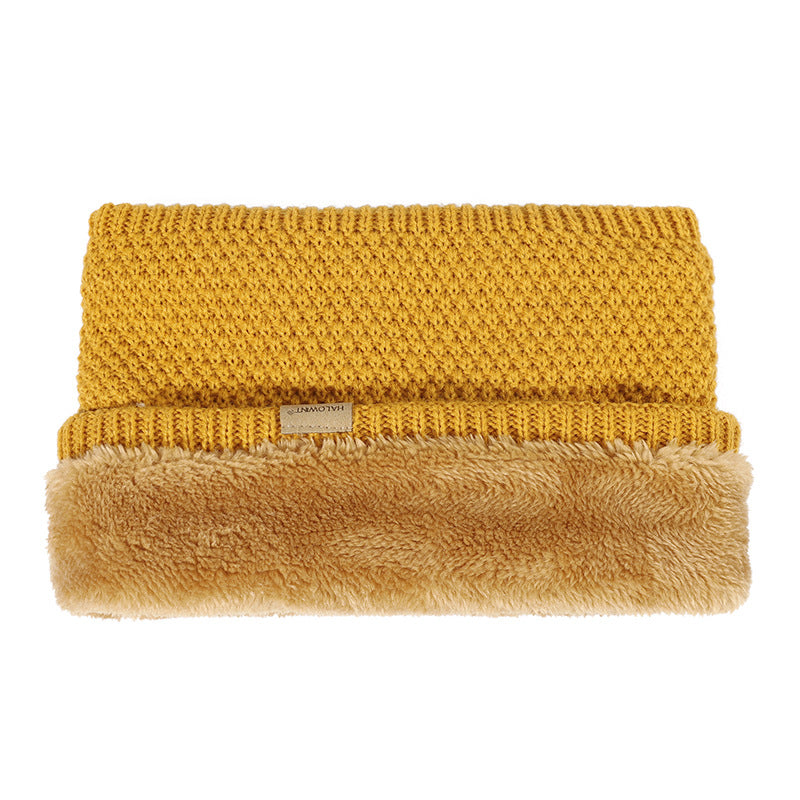 Men's Thick Fleece Knitted Scarf for Outdoor Warmth