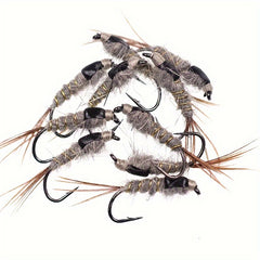 5-10pcs Hare Ear Nymph Flies Trout Fishing Lures Size 10 Hooks Included