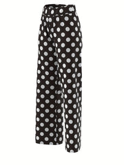Polka Dot Wide Leg Jogger Pants Women's Activewear