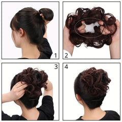 Messy Hair Bun Extensions Curly Wavy Chignon Scrunchy Updo Hairpiece