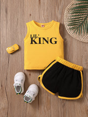 Baby Boys KING Print Tank Top & Block Shorts Set Summer