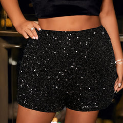 Party Sequin Decor High Rise Stretch Shorts