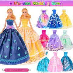 50pcs 11.5 Inch Girl Doll with Clothes Accessories - Doll Coat Princess Gowns Dr
