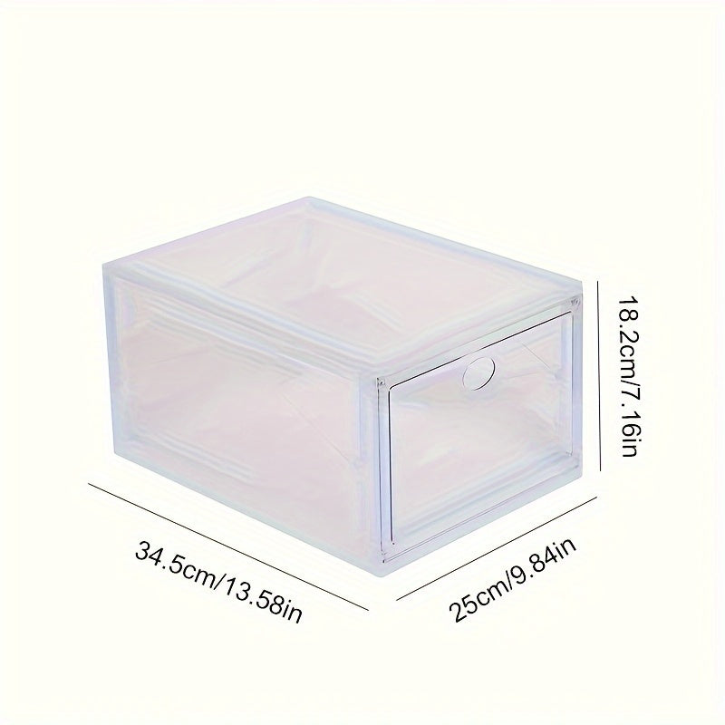 Foldable Stackable Shoe Rack Plastic Container Space Saving Storage Organizer