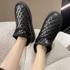 Women's Low Top Snow Boots Waterproof Shoes Slip On Round Toe