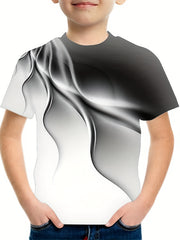 3D Flame Graphic T Shirt for Boys Breathable & Stretchy Summer Tee
