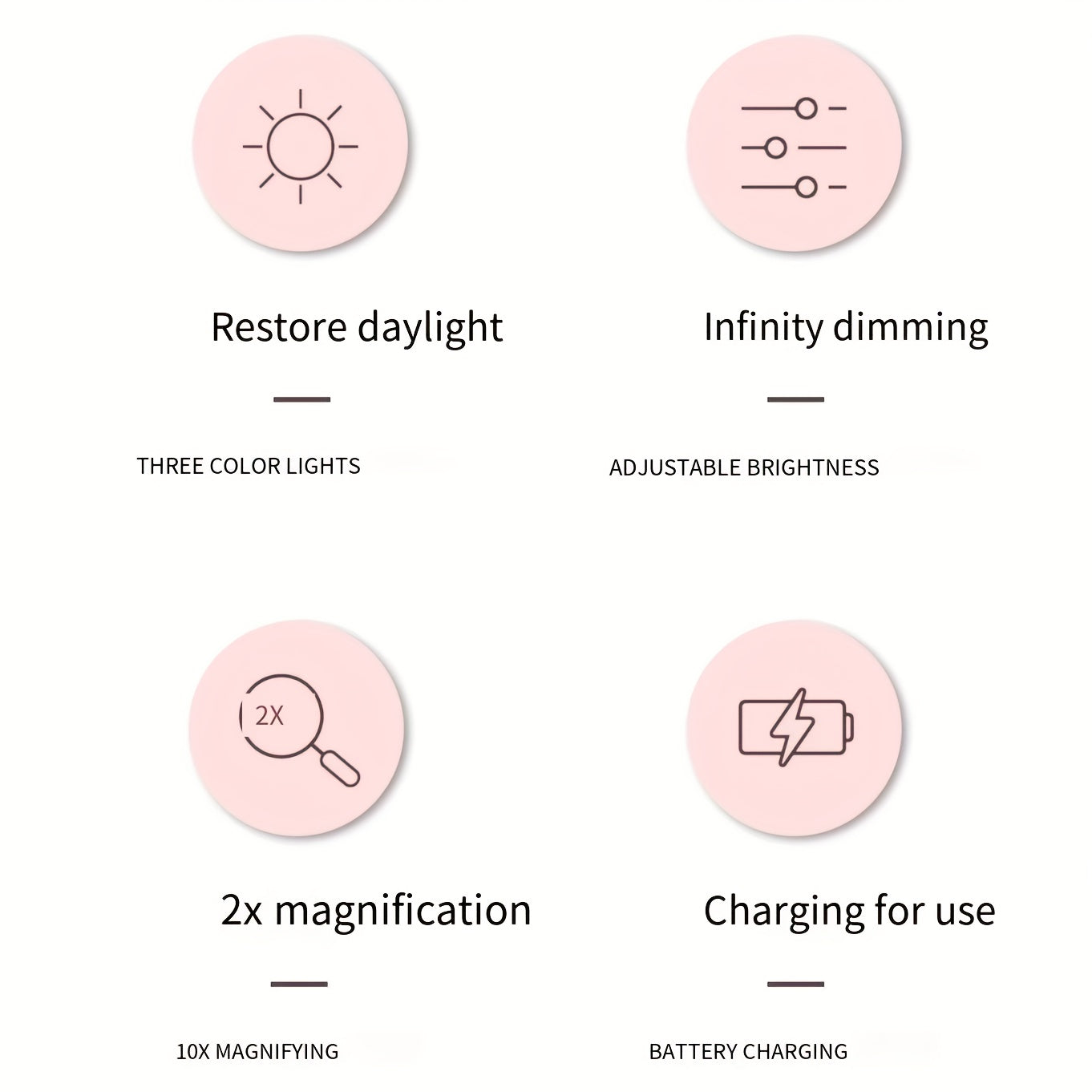 LED Lighted Travel Makeup Mirror with 2x 1x Magnifying & 3 Light Settings