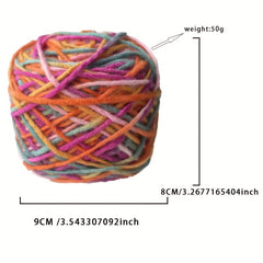 Rainbow Dyed Thick Wool Ball for Crocheting - 30% Wool 70% Acrylic