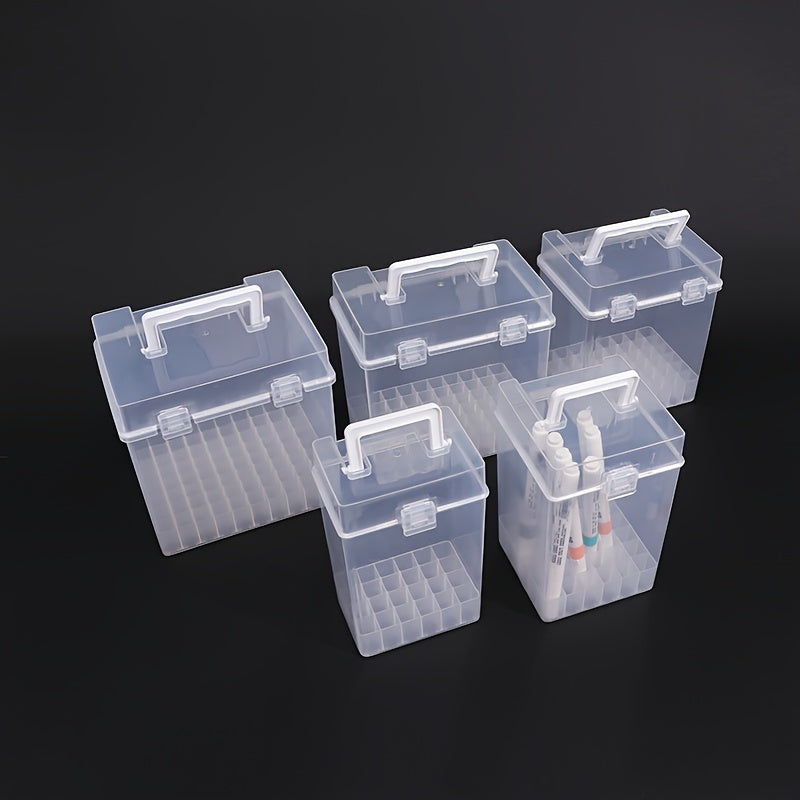 Clear Storage Box Portable Paintbrush Marker Pen Holder Stationery Organizer