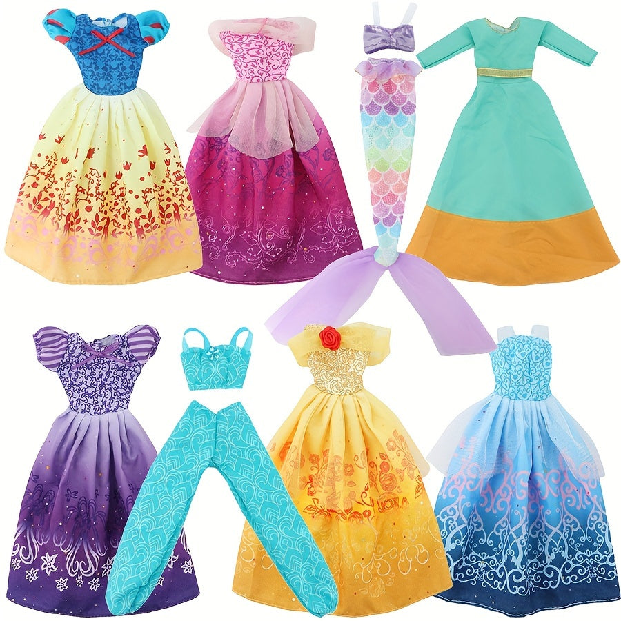 8pcs Princess Dress 8pcs Doll Movie Princess Role Playing Clothes Fairy Tale Bal