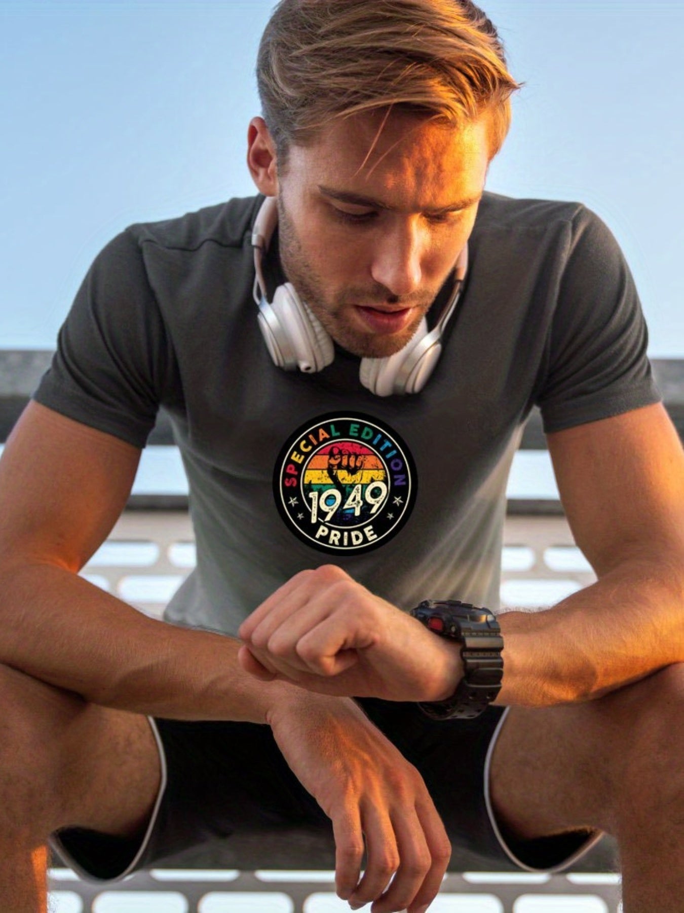 Men's 1949 Pride Print T shirt Active Slightly Stretch Breathable Tee