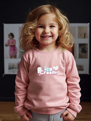 Girls Ice Cream Pattern Crew Neck Sweatshirt